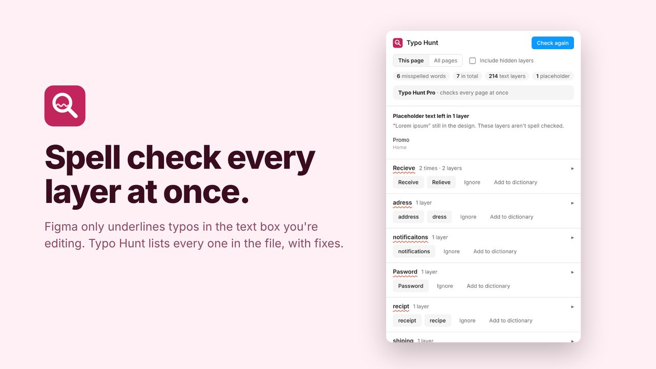 Typo Hunt: Spell check every layer at once.